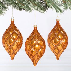 Елочные игрушки Сосульки Сарентино - Янтарный Блик 15 см, 3 шт, пластик