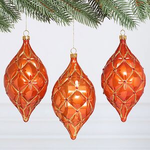 Елочные игрушки Сосульки Сарентино - Мандариновый Рай 15 см, 3 шт, пластик