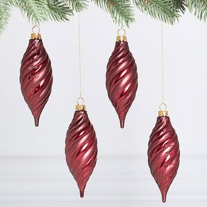Елочные игрушки Сосульки Бруксон 12 см бордовые, 4 шт, пластик