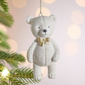 Елочная игрушка Медведь Патрик - Сладкоежка 10 см белая