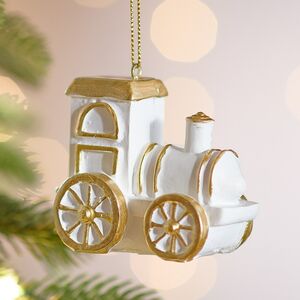 Елочная игрушка Паровозик из Маслёнкино 7 см белый