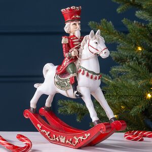 Декоративная фигурка Щелкунчик Гофмана на лошадке-качалке 25 см, уцененный
