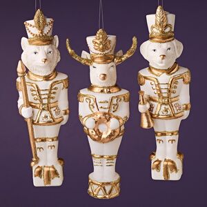 Елочные игрушки Звери Щелкунчики 18 см, 3 шт, стекло