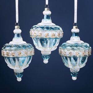 Елочные игрушки Джеронимо: Небесная Глазурь 15 см, 3 шт, стекло