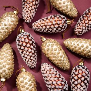 Елочные игрушки Шишки Мокаччино 12 см, 12 шт, подарочная коробка, стекло