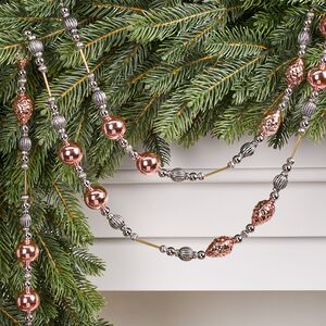 Бусы на елку Vintage Christmas: Pink Silver 180 см, стекло
