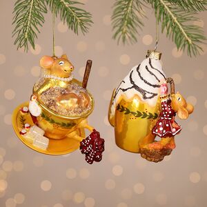 Елочные игрушки Сладкая жизнь мышек 11 см, 2 шт, стекло