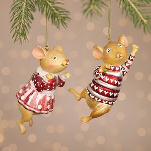 Елочные игрушки Озорные мышата 13 см, 2 шт, стекло