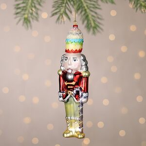 Елочная игрушка Щелкунчик с сахарной тростью 16 см, подвеска, стекло