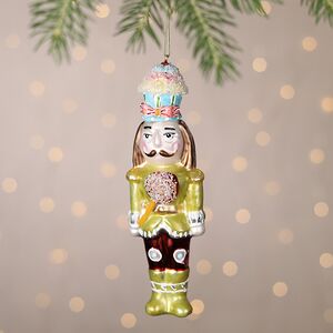 Елочная игрушка Щелкунчик с леденцом на палочке 16 см, подвеска, стекло