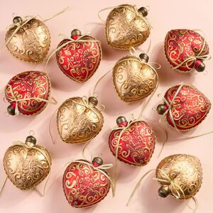 Елочные игрушки Сердца Кинсейл 10 см, 12 шт, стекло