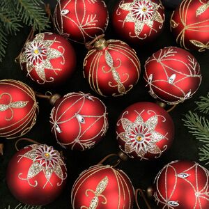 Елочные шары Порсгрунн 8 см, 12 шт, стекло