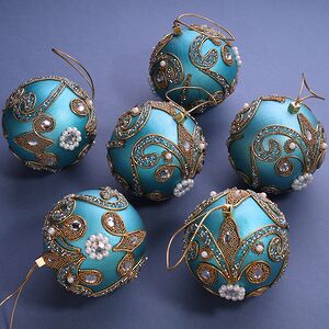 Набор елочных шаров Le Roi Soleil 8 см бирюзовый, 6 шт