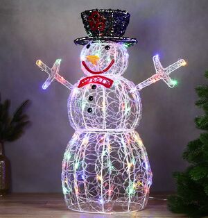 Светодиодный Снеговик Артуро - Магические Фокусы 75 см, 70 разноцветных LED ламп, IP44
