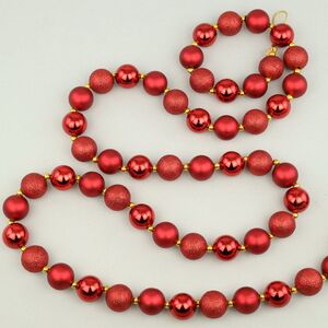 Бусы на елку Веллингтон 1-3 см, 198 см красные, пластиковые