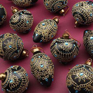 Елочные шары Краски карнавала 8-13 см черный, 12 шт, стекло