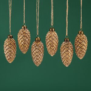 Елочные игрушки Шишки Бертиола 10 см, 6 шт, стекло