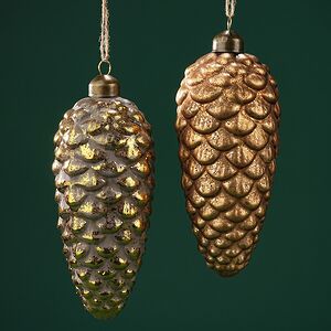 Елочные игрушки Шишки Анаклето 16 см, 2 шт, стекло