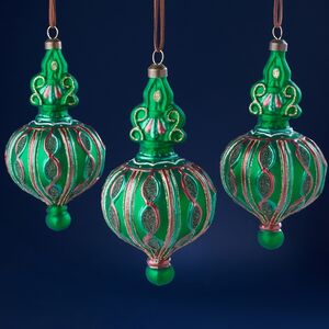 Елочные игрушки Атертон - Зимнее Торжество 16 см, 3 шт, стекло