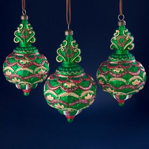 Елочные игрушки Атертон - Завеса Тайны 16 см, 3 шт, стекло