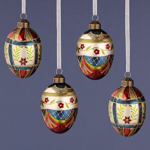 Елочные игрушки Яйца Павоне-Канавезе 11 см, 4 шт, стекло