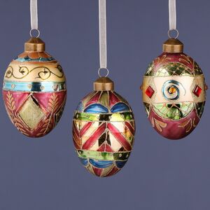 Елочные игрушки Яйца - Нова Миланезе 11 см, 3 шт, стекло