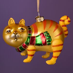 Елочная игрушка Сказочный Кот Гоббс 12 см, подвеска, стекло