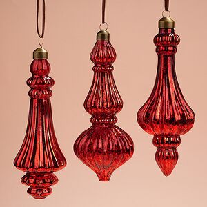Елочные игрушки Барокко 18 см красные, 3 шт, стекло