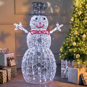 Светодиодная фигура Снеговик в черной шляпе 120 см, 240 холодных белых LED ламп, IP44