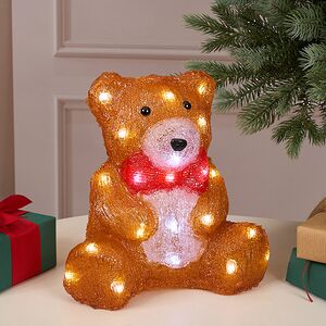 Светодиодная фигура Мишка с бантиком 25 см, 30 холодных белых LED ламп, IP44