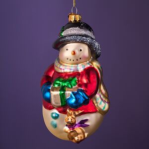 Елочная игрушка Снеговик Джей с сюрпризом 16 см, стекло, подарочная коробка