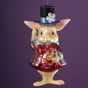 Елочная игрушка Белый Кролик из Страны Чудес 15 см, подарочная коробка, стекло