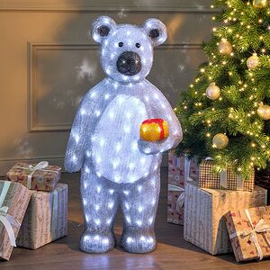 Светодиодная фигура Медведь с подарочком 90 см, 160 белых LED ламп, акрил, IP44