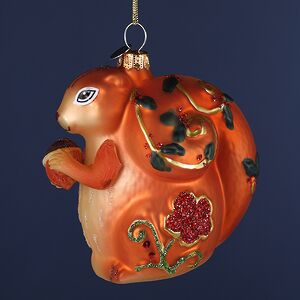 Елочная игрушка Белочка с Орешком 9 см, стекло, в подарочной коробке