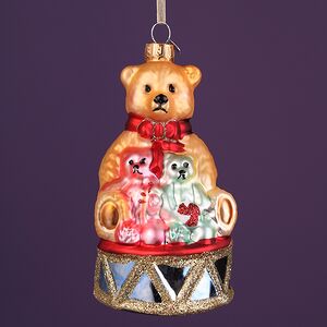 Елочная игрушка Мишка на Барабане 12 см, стекло, подарочная коробка