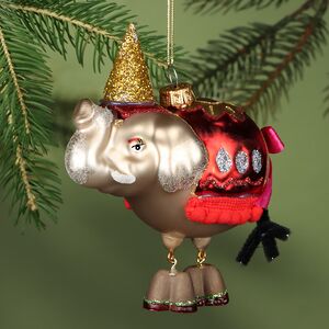 Елочная игрушка Цирковой Слон 11 см, подвеска, стекло