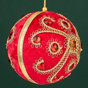 Винтажный елочный шар Валлеа-Макена 10 см красный