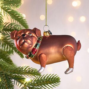 Елочная игрушка Бульдог Бублик 11 см, стекло