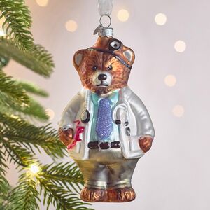 Елочная игрушка Мишка Доктор 13 см в подарочной коробке, стекло
