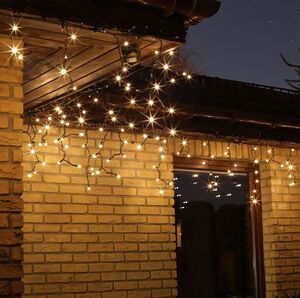 Светодиодная гирлянда Бахрома Профи Руббер 3.1*0.5 м, 120 теплых белых LED ламп, мерцание, черный КАУЧУК+ПВХ, соединяемая, IP65