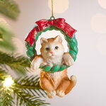 Елочная игрушка Кот Джерри на венке 9 см