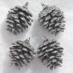 Елочные игрушки Шишки Фурбо 6 см серебряные, 4 шт, пластик