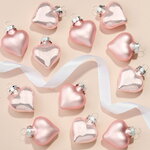 Елочные игрушки Сердце Монплезира 4.5 см розовый бутон микс, 12 шт, стекло