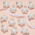 Елочные игрушки Звезды 4.5 см белый микс, 12 шт, стекло