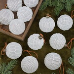 Елочные шары Альстен 8 см, 12 шт морозный белый, стекло