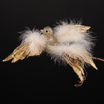 Елочная игрушка Птичка Баттиста 23 см золотая, клипса